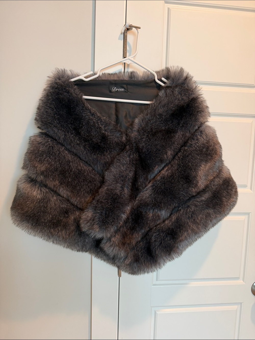 Faux Fur Shrug in Dark Gray